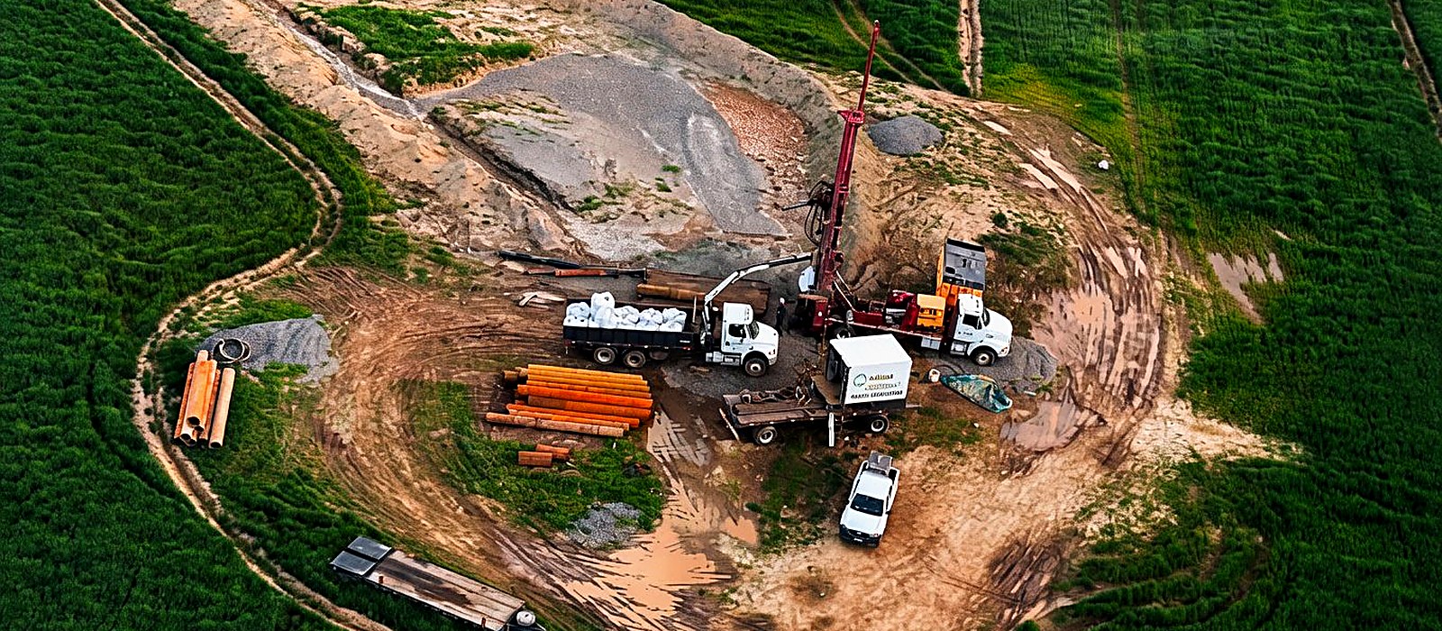 Vista aérea de un proyecto Perfosur en terreno agrícola